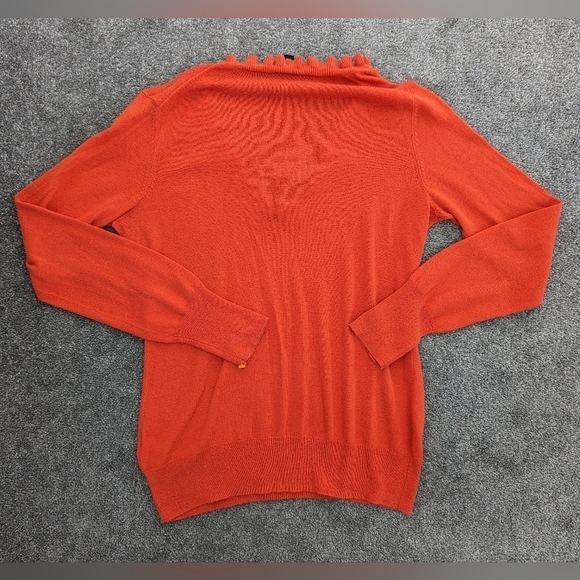 JACOB ruffled neck orange sweater women's size Small - Picture 5 of 8